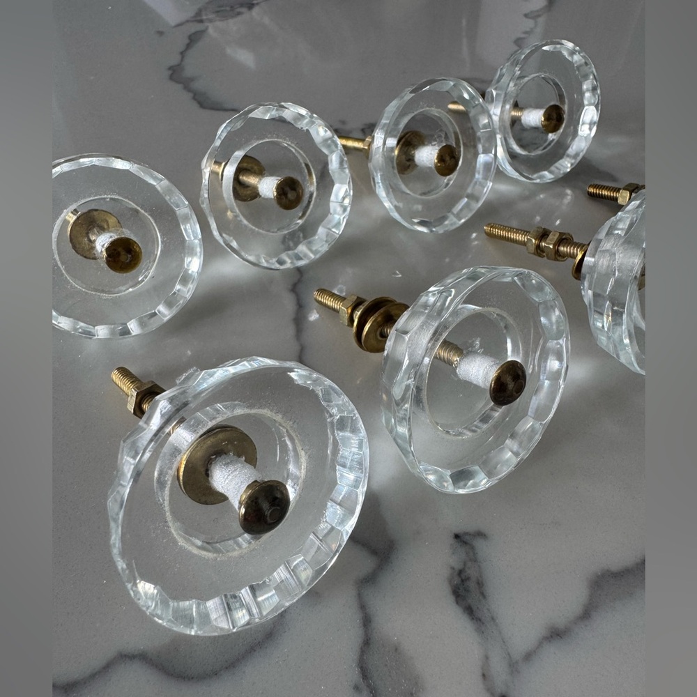 NWOT Glass + Gold Anthropologie-style Drawer Pulls, Set of 8 ✨
